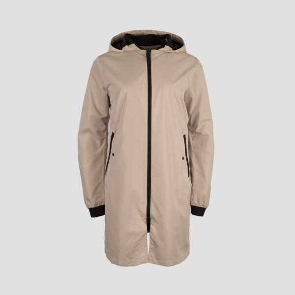 Agu Long Bomber Regenjacke Beige - Frontansicht